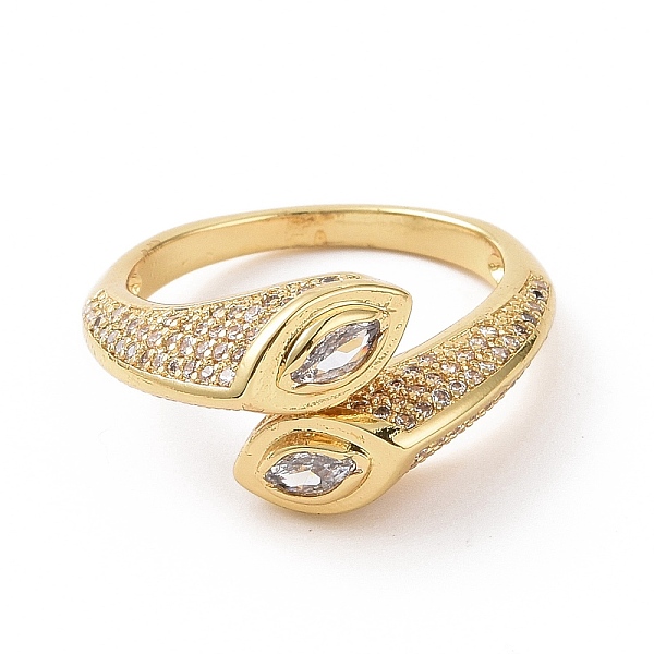 

PandaHall Clear Cubic Zirconia Horse Eye Open Cuff Ring, Brass Jewelry for Women, Golden, Inner Diameter: 18mm Brass+Cubic Zirconia Clear