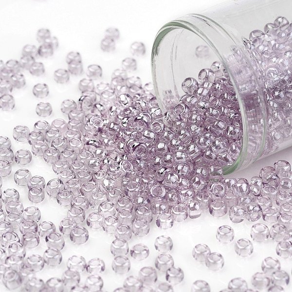 

PandaHall TOHO Round Seed Beads, Japanese Seed Beads, (632) Light Lavender Transparent Luster, 8/0, 3mm, Hole: 1mm, about 222pcs/10g Glass..., Purple