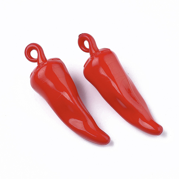 

PandaHall Opaque Acrylic Pendants, Pepper, Red, 46x14x14mm, Hole: 2mm, about 130pcs/500g Acrylic Vegetables Red