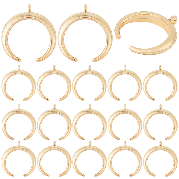 

PandaHall SUNNYCLUE 30Pcs Alloy Pendants, Double Horn/Crescent Moon, Light Gold, 26x24.5x4.5mm, Hole: 1.8mm Alloy Horn