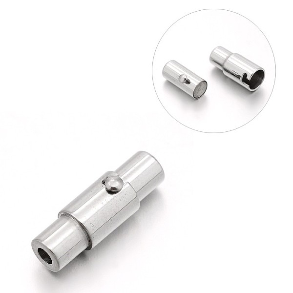 

PandaHall Smooth 304 Stainless Steel Column Locking Tube Magnetic Clasps, Stainless Steel Color, 17x5.5mm, Hole: 2mm 304 Stainless Steel...