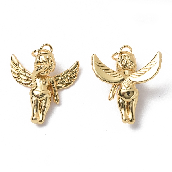 

PandaHall Brass Pendants, with Jump Ring, Angel Charm, Real 18K Gold Plated, 20x17.5x6mm, Hole: 3.4mm Brass Angel & Fairy