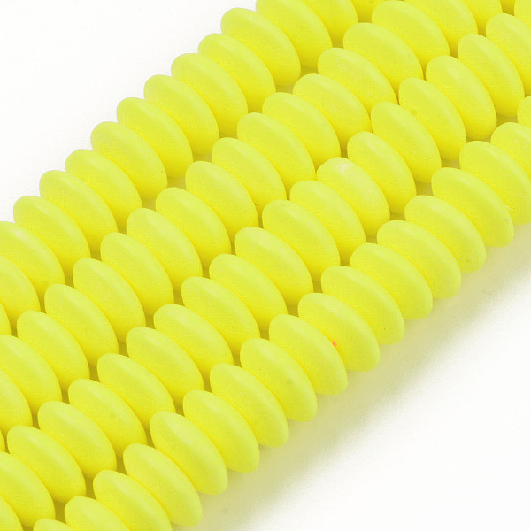 

PandaHall Handmade Polymer Clay Beads Strands, Flat Round, Yellow, 8.5~9x3.5mm, Hole: 1.6mm, about 112pcs/strand, 15.75 inch~16.14 inch...
