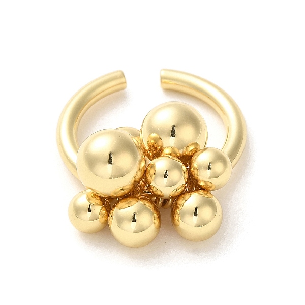 

PandaHall Brass Open Cuff Rings for Women, Round, Real 18K Gold Plated, US Size 7 1/4(17.5mm) Brass Round