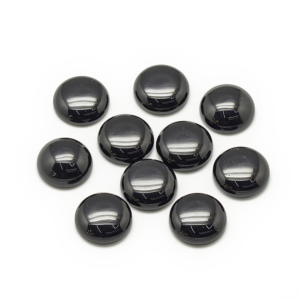 

PandaHall Synthetic Black Stone Cabochons, Half Round/Dome, 14x5~6mm Black Stone Half Round