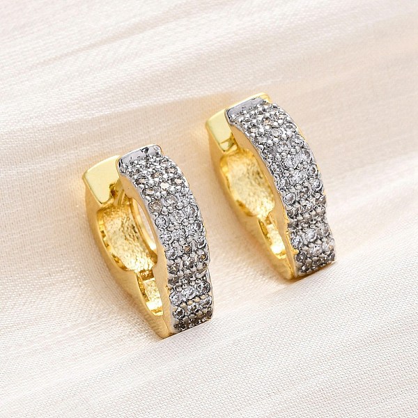Boucles d'oreilles créoles en laiton zircon cubique micro pavé