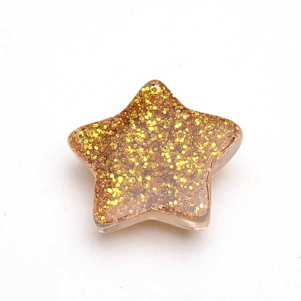 

PandaHall Resin Cabochons, with Glitter Powder, Star, Gold, 16x16.5~17x5~6mm Resin Star Gold