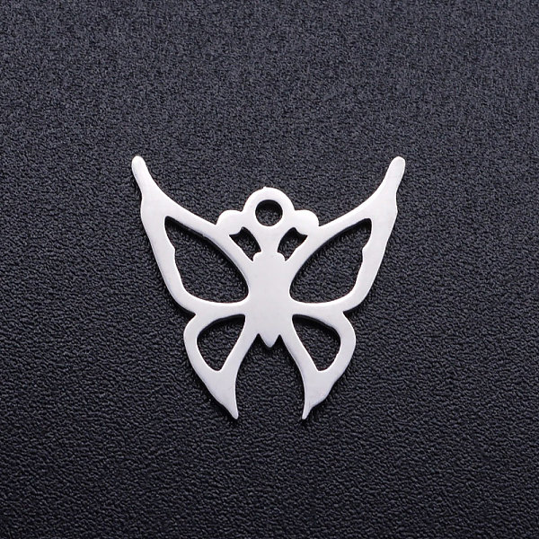 

PandaHall 201 Stainless Steel Hollow Pendants, Butterfly, Stainless Steel Color, 14.5x15x1mm, Hole: 1.5mm 201 Stainless Steel Butterfly