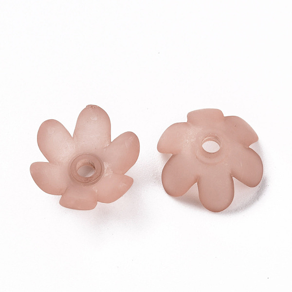 

PandaHall Frosted Acrylic Bead Caps, 6-Petal, Flower, Rosy Brown, 14x6mm, Hole: 2mm, about 1660pcs/500g Acrylic