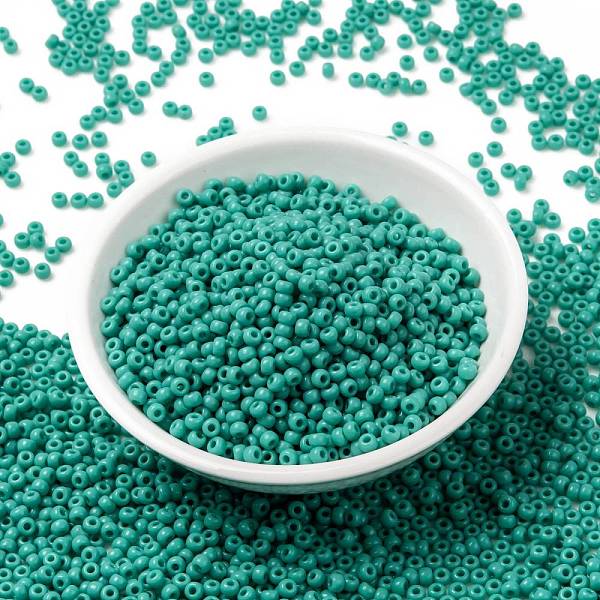 

PandaHall MIYUKI Round Rocailles Beads, Japanese Seed Beads, 8/0, (RR412) Opaque Turquoise Green, 8/0, 3mm, Hole: 1mm, about 422~455pcs/10g..., Cyan