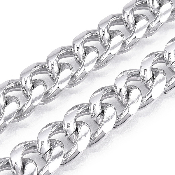 

PandaHall Aluminum Curb Chains, Diamond Cut Cuban Link Chains, Unwelded, Platinum, 16.5x13x4mm Aluminum