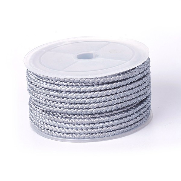 

PandaHall Polyester Braided Cord, Light Grey, 3mm, about 8.74 yards(8m)/roll Polyester Gray