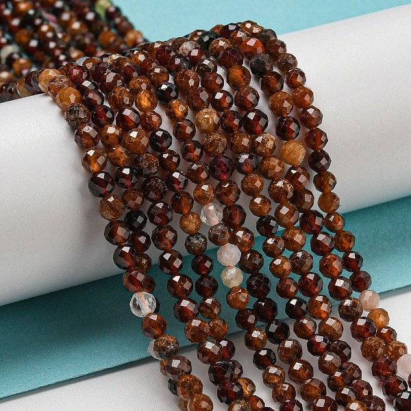

PandaHall Natural Orange Garnet Beads Strands, Faceted, Round, 3mm, Hole: 0.7mm, about 110pcs/strand, 15.16''(38~38.5cm) Garnet Round