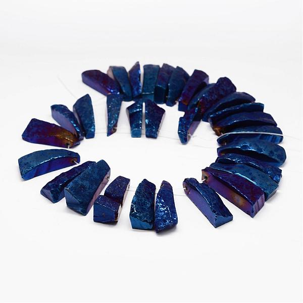 

PandaHall Electroplated Natural & Dyed Agate Bead Strands, Nuggets, Dark Blue, 23~57x12~18x9~16mm, Hole: 2mm, about 32~34pcs/strand Natural...