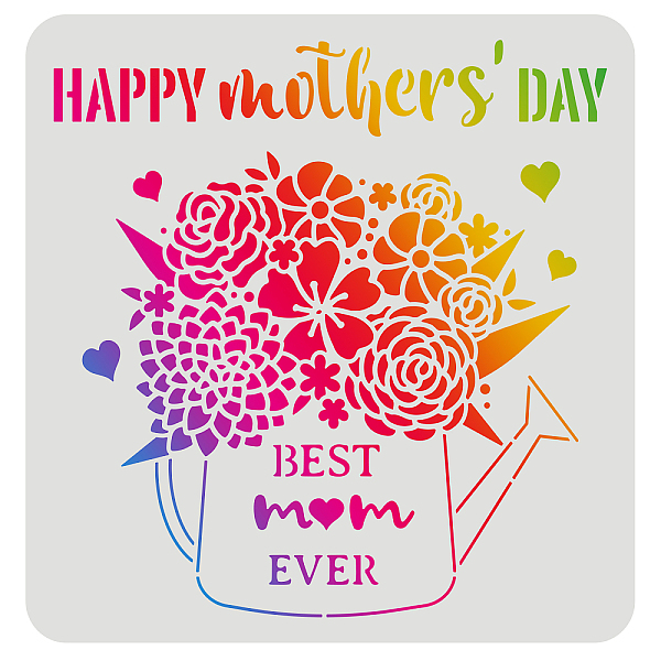 PandaHall FINGERINSPIRE Happy Mothers Day Stencils 11.8x11.8 inch Mothers Day Drawing Stencil Kettle Bouquet Pattern with Best Mom Ever... PandaHall FINGERINSPIRE Happy Mothers Day Stencils 11.8x11.8 inch Mothers Day Drawing Stencil Kettle Bouquet Pattern with Best Mom Ever...