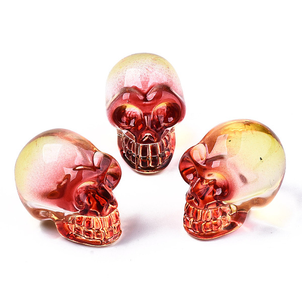 

PandaHall K9 Glass Display Decorations, Skull, for Halloween, Red, 22x18x26mm Glass Skull Red