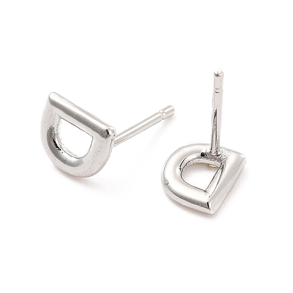 

PandaHall Brass Hollow Out Initial Letter Stud Earrings for Women, Platinum, Lead Free & Cadmium Free, Letter.D, 7x6x1.5mm, Pin: 0.8mm Brass...