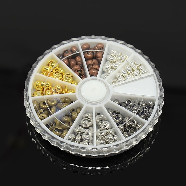 

PandaHall 1 Box 6 Colors Crimp Beads Covers, Mixed Color, 4mm In Diameter, Hole: 2mm, About 250pcs/box Brass