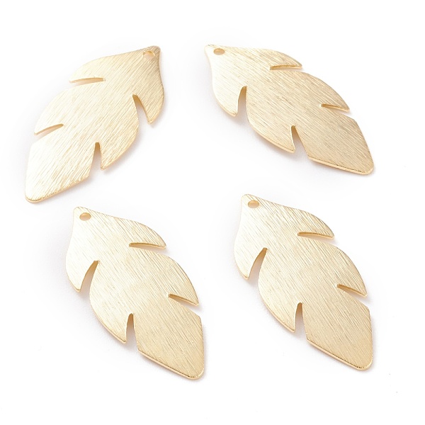 

PandaHall Brass Charms, Leaf, Real 24K Gold Plated, 30x13x1mm, Hole: 1.2mm Brass Leaf