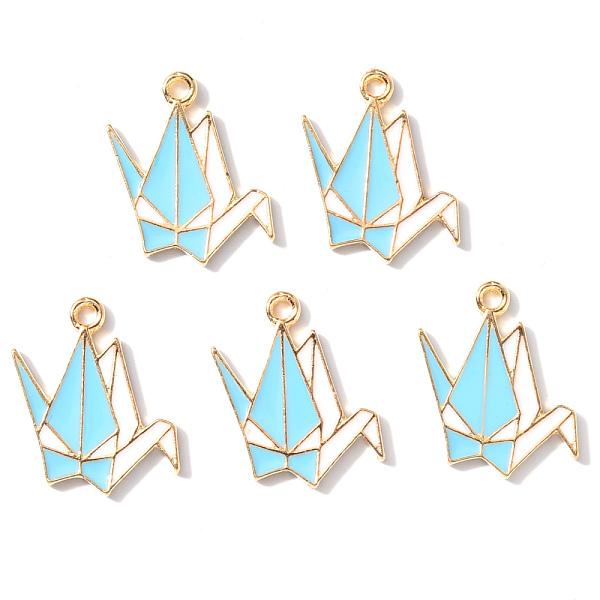 

PandaHall Alloy Enamel Pendants, Paper Crane, Light Gold, Blue, 21x15x1.5mm, Hole: 1.8mm Alloy+Enamel Others Blue
