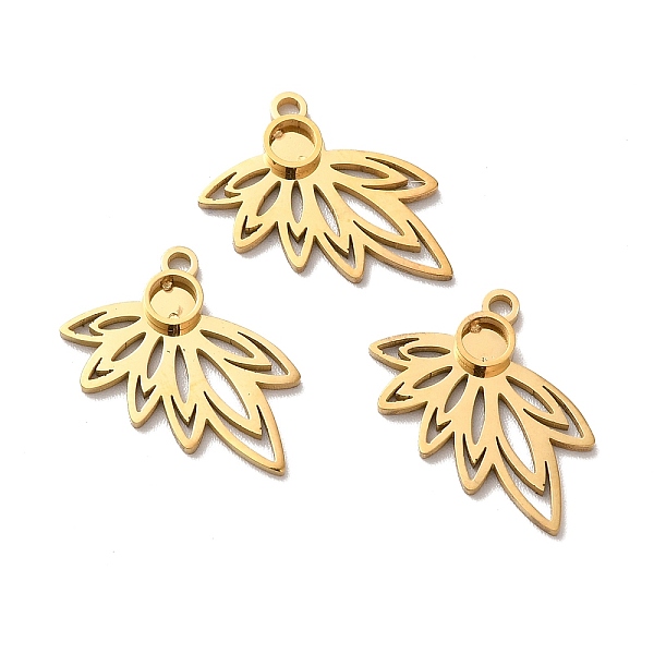 

PandaHall Ion Plating(IP) 304 Stainless Steel Pendant Rhinestone Settings, Hollow Leaf, Golden, Fit for 3mm Rhinestone, 14x16x2mm, Hole...