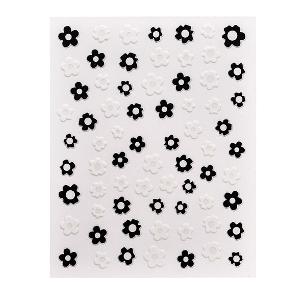 

PandaHall Nail Art Stickers, Self-adhesive, For Nail Tips Decorations, Flower, Black & White, 10x8cm Paper Flower Black