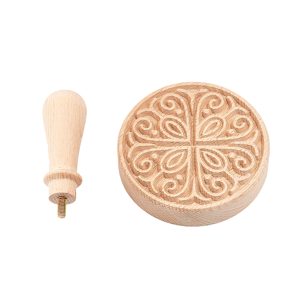 

PandaHall CHGCRAFT Flower Pattern Wooden Clay Stamp for DIY Creation Clay Tool Clay Pottery Tool Wood Flower Orange