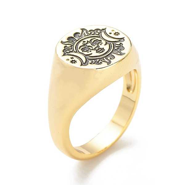 

PandaHall Brass Signet Ring for Women, Golden, Sun Pattern, 3.3~12.3mm, US Size 6 1/2(16.9mm) Brass Sun