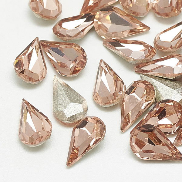 

PandaHall Pointed Back Glass Rhinestone Cabochons, Back Plated, Faceted, teardrop, Vintage Rose, 8x5x3mm Glass Rhinestone Teardrop Pink