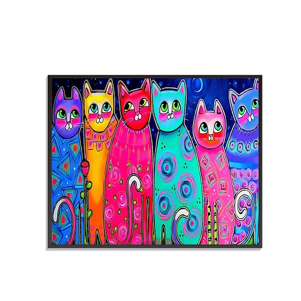 PandaHall DIY Rectangle Cat Theme Diamond Painting Kits, Including Canvas, Resin Rhinestones, Diamond Sticky Pen, Tray Plate and Glue Clay... PandaHall DIY Rectangle Cat Theme Diamond Painting Kits, Including Canvas, Resin Rhinestones, Diamond Sticky Pen, Tray Plate and Glue Clay...