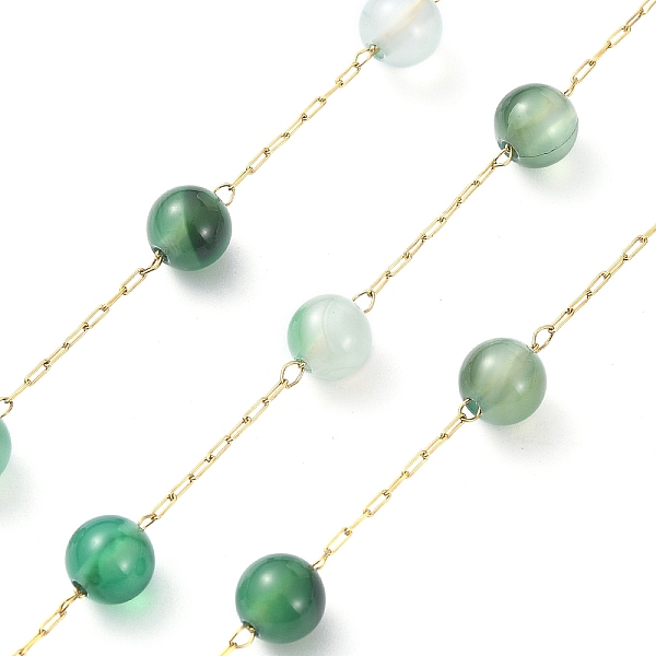

PandaHall Ion Plating(IP) 304 Stainless Steel with Dyed & Heated Natural Agate Chains, Soldered, Round, Golden, 2.5x0.5x0.2mm 304 Stainless...