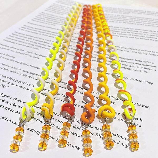 

PandaHall Synthetic Rubber Hair Styling Twister Clips, Braided Rubber Hair Band Spiral Spin Hair Tool for Girl Women, Gold, 240mm, 6pcs/set...