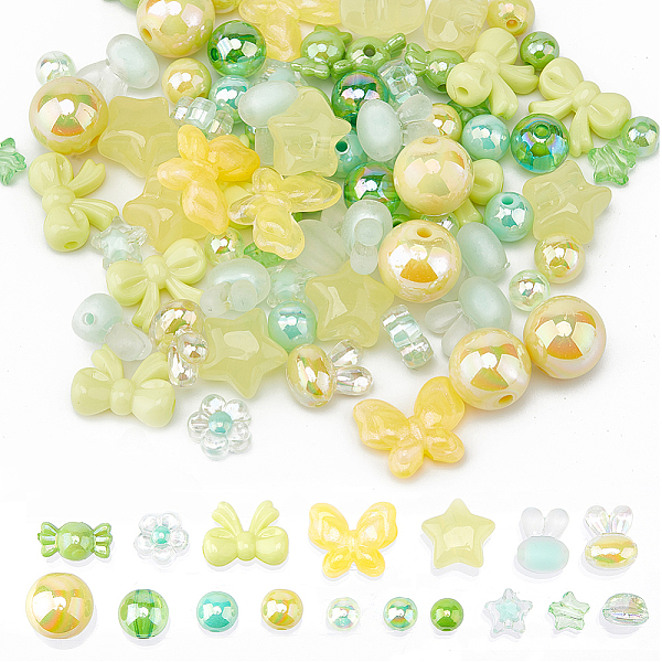 

PandaHall SUNNYCLUE 170PCS 8/10/12mm Bubblegum Beads Cute Assorted Acrylic Beads Plastic Green Chunky Candy Color Large Shiny Butterfly..., Multicolor