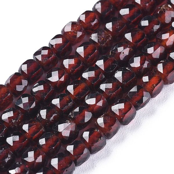

PandaHall Natural Garnet Beads Strands, Faceted, Cube, 4~4.5x4.5~5x4.5~5mm, Hole: 0.7mm, about 97pcs/strand, 15.35 inch(39cm) Garnet Cube