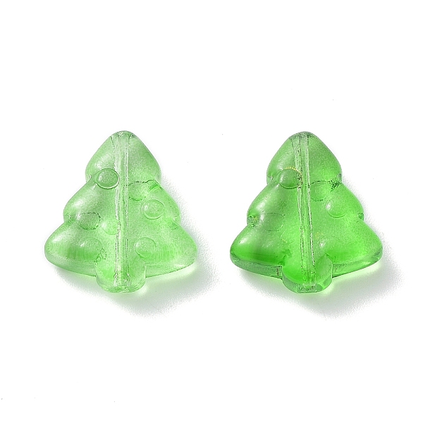 

PandaHall Transparent Baking Paint Glass Beads, Christmas Tree, Green, 16x15x5mm, Hole: 1.2mm Glass Christmas Tree Green