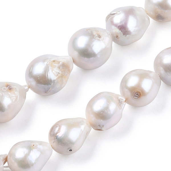 

PandaHall Natural Baroque Pearl Keshi Pearl Beads Strands, Cultured Freshwater Pearl, Teardrop, Seashell Color, 12~18.5x12~15.5x12~15.5mm...