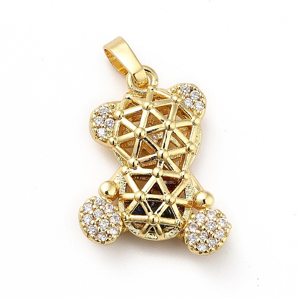 

PandaHall Brass Micro Pave Cubic Zirconia Pendants, Long-Lasting Plated, Real 18K Gold Plated, Bear, Clear, 21.5x17x5mm, Hole: 3.5x4.5mm...