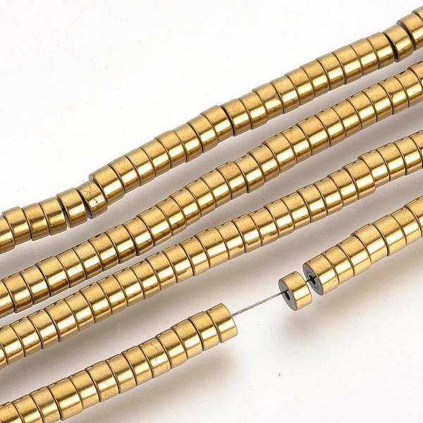 

PandaHall Electroplate Non-magnetic Synthetic Hematite Beads Spacers Strands, Heishi Beads, Flat Round/Disc, Golden Plated, 4x2mm, Hole: 1mm...