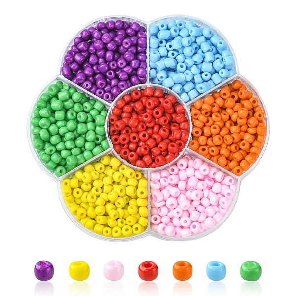 

PandaHall 1050Pcs 7 Color 6/0 Opaque Colours Glass Seed Beads, Small Craft Beads for DIY Jewelry Making, Round, Mixed Color, 4mm, Hole..., Multicolor