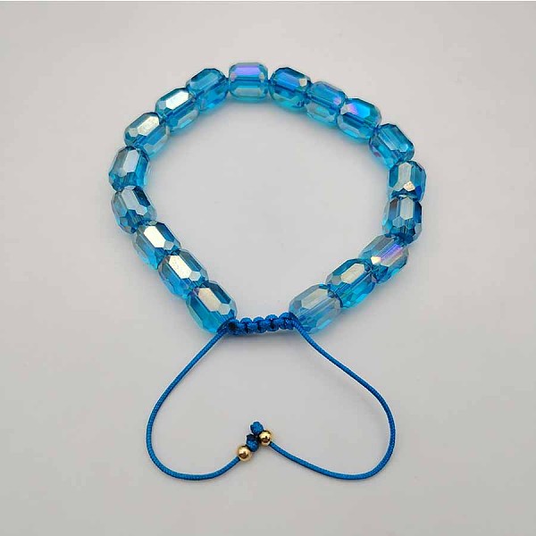 

PandaHall Adjustable Electroplated Faceted Cube Glass Braided Beaded Bracelets for Women Men Glass