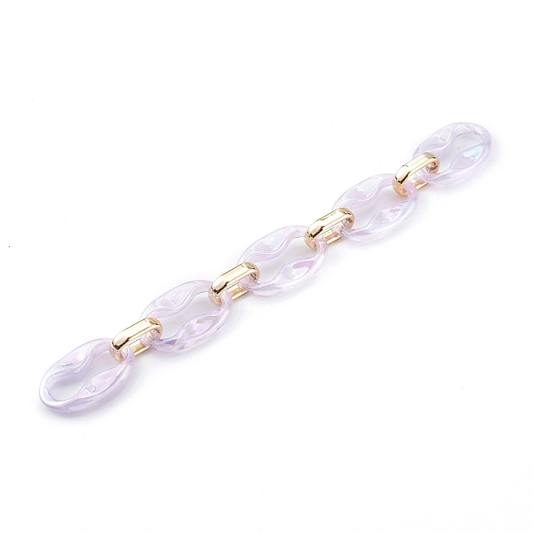 

PandaHall Transparent Acrylic & CCB Plastic Linking Cable Chains, Quick Link Chains, Lilac, 34.5x21x5.5mm and 19x12x4.5mm, about 39.37 inch..., Purple