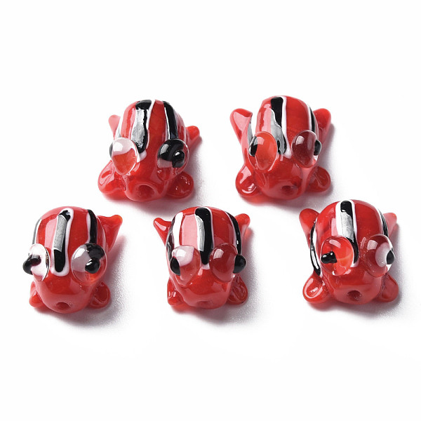 

PandaHall Handmade Lampwork Beads, Frog, Red, 14.5~15.5x11~13x9mm, Hole: 1.2mm Lampwork Frog Red