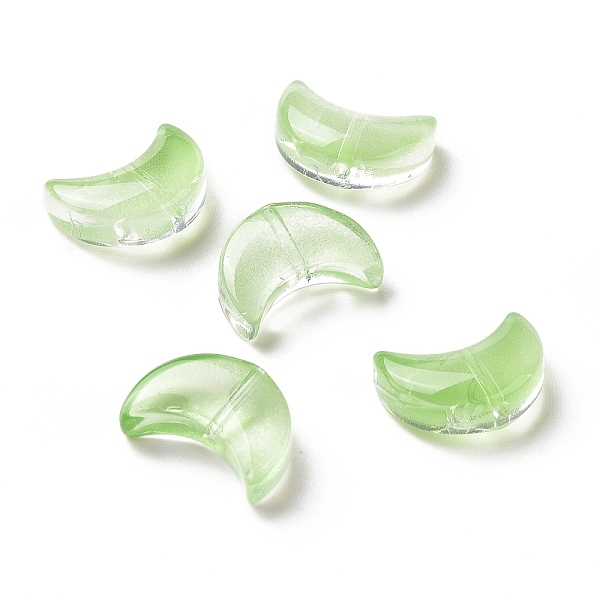 

PandaHall Transparent Spray Painted Glass Beads, Crescent Moon, Yellow Green, 14x9.5x5mm, Hole: 1mm Glass Moon