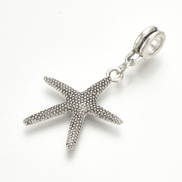 

PandaHall Alloy European Dangle Charms, Large Hole Pendants, Starfish/Sea Stars, Antique Silver, 37mm, Hole: 4.5mm, Starfish/Sea Stars...