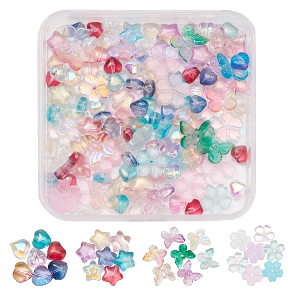 

PandaHall 4 Style Electroplate Glass Beads, Mixed Shapes, Mixed Color, 11x2.7mm, Hole: 1mm, 160pcs/box Glass Mixed Shapes Multicolor