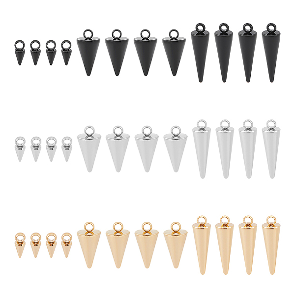 

PandaHall Unicraftale 36Pcs 9 Style 304 Stainless Steel Pendants, Spike/Cone, Mixed Color, 7.5~18.5x3~7mm, Hole: 1.8~2mm, 4pcs/style 304...