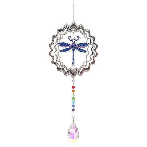 

PandaHall DIY Wind Chime Diamond Painting Kits, Including Crystal Pendant, Resin Rhinestones, Pen, Tray & Glue Clay, Dragonfly Pattern...