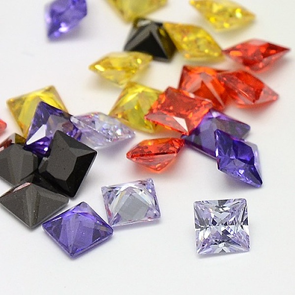 10PCS Mixed Grade A Square Shaped Cubic Zirconia Pointed Back Cabochons