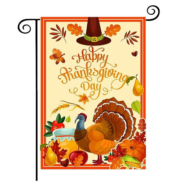 

PandaHall CREATCABIN Happy Thanksgiving Day Flags Thanksgiving Garden Flag Turkey Pumpkins Yard Burlap Decor Rustic Vertical Double Sided...