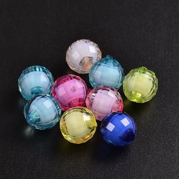 

PandaHall Transparent Acrylic Beads, Bead in Bead, Faceted, Round, Mixed Color, 10mm, Hole: 2mm Acrylic Round Multicolor